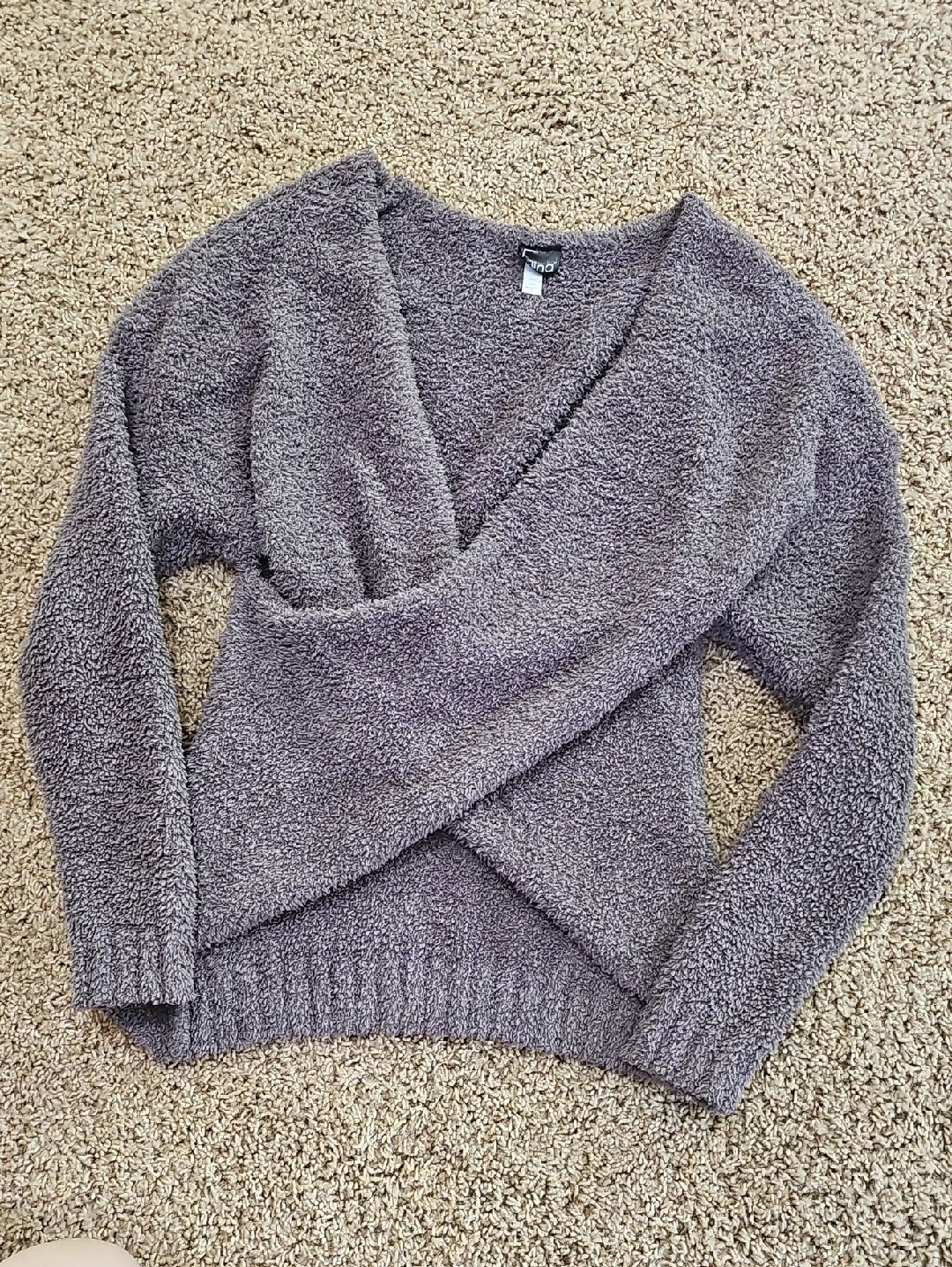 Felina Heather Gray Plush Wrap V-Neck Sweater